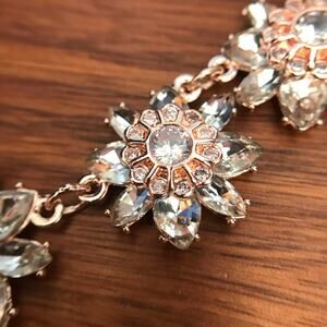 Rose gold tone and crystal rhinestone demi-parure necklace set
